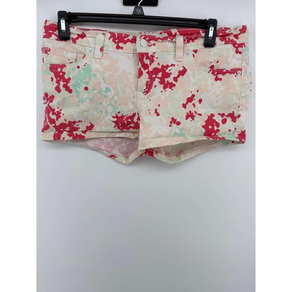 Levi's Women's Floral Paint Splatter Denim Shorts Size 32 Pink Mint White‎